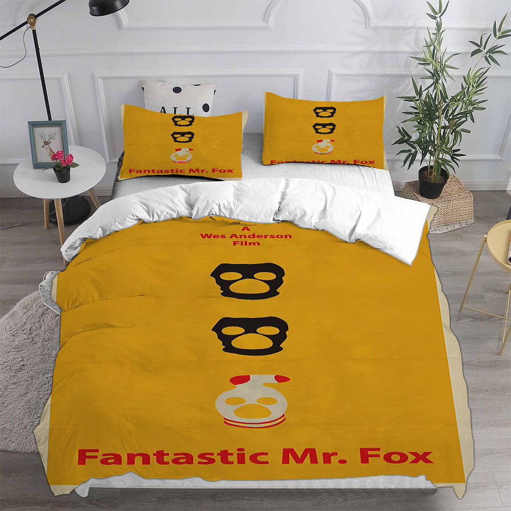 Fantastic Mr. Fox Cosplay Bedding Set Duvet Cover Pillowcases Halloween Home Decor