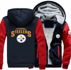 Pittsburgh Steelers Casual Hooded Warm Sweatshirts Male Thicken Jacket