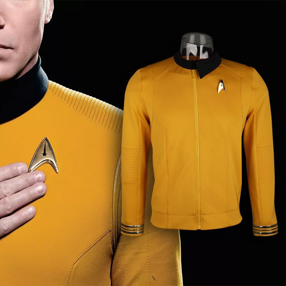 Cosicon Star Trek Discovery Season 2 Starfleet Captain Kirk Shirt Uniform Badge Costumes Men Adult Halloween Cosplay Costume