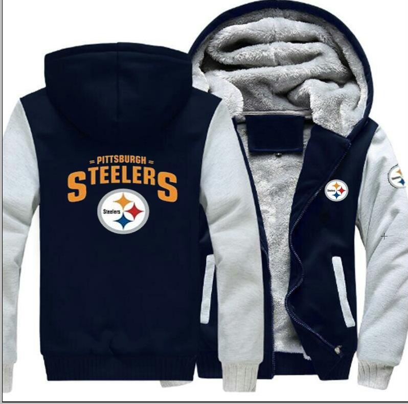 Pittsburgh Steelers Casual Hooded Warm Sweatshirts Male Thicken Jacket