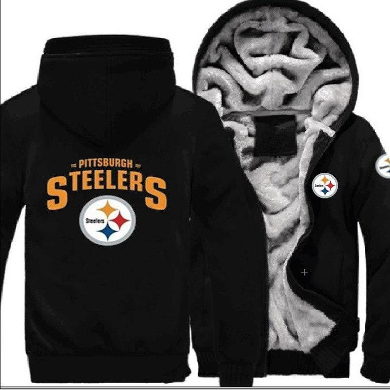 Pittsburgh Steelers Casual Hooded Warm Sweatshirts Male Thicken Jacket