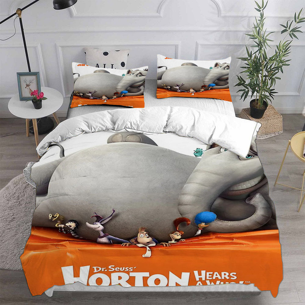 Horton Hears a Who Cosplay Bedding Set Duvet Cover Pillowcases Halloween Home Decor