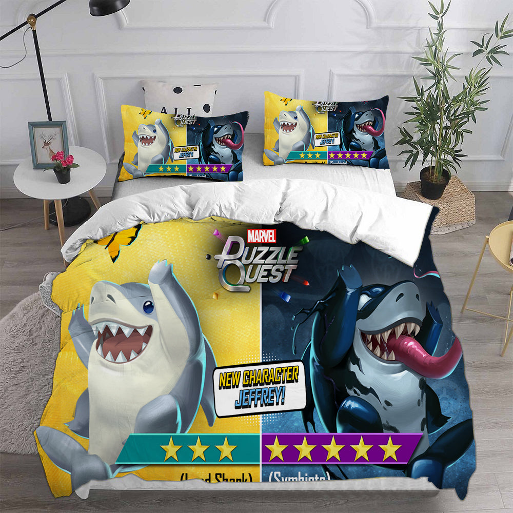 Jeff the Land Shark Cosplay Bedding Set Duvet Cover Pillowcases Halloween Home Decor