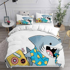 Jeff the Land Shark Cosplay Bedding Set Duvet Cover Pillowcases Halloween Home Decor