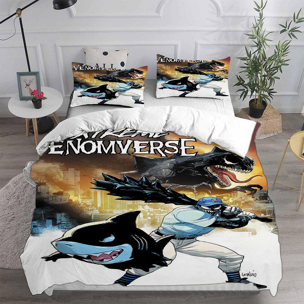 Jeff the Land Shark Cosplay Bedding Set Duvet Cover Pillowcases Halloween Home Decor