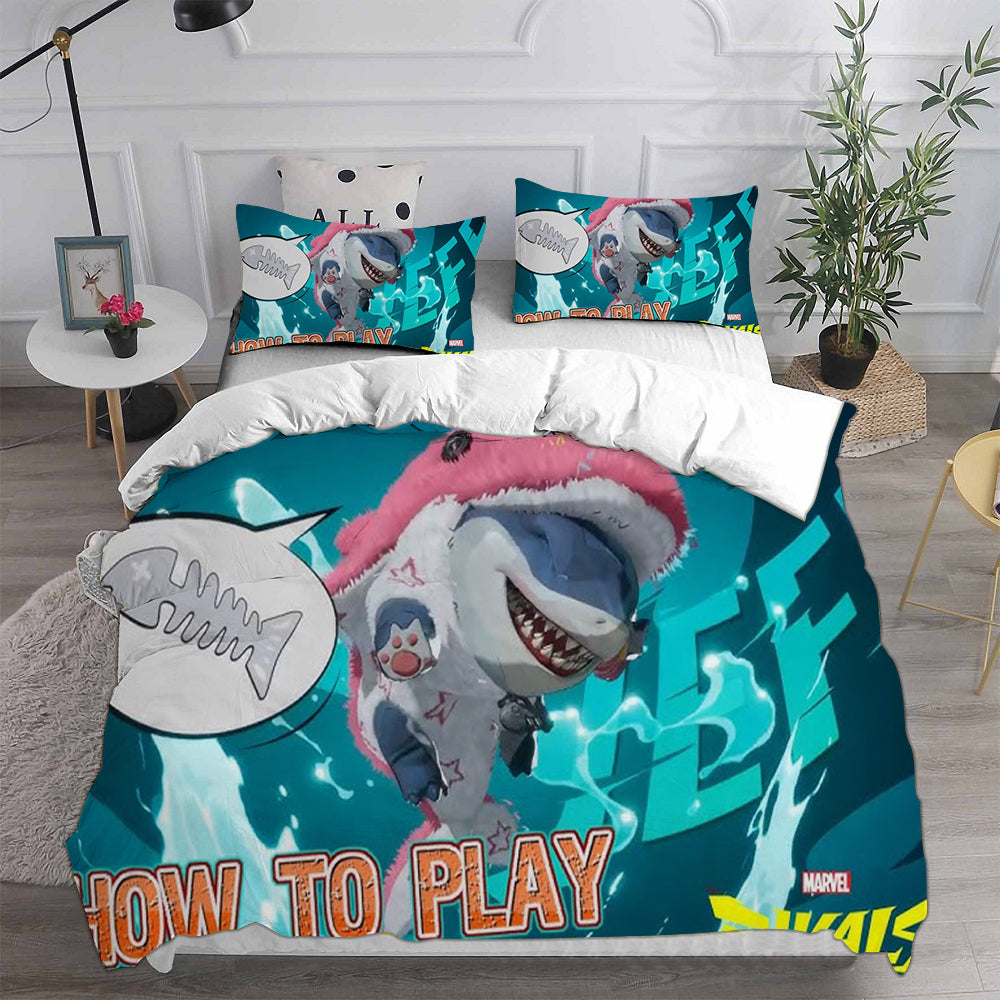 Jeff the Land Shark Cosplay Bedding Set Duvet Cover Pillowcases Halloween Home Decor