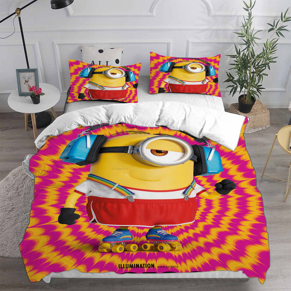 Minions Cosplay Bedding Set Duvet Cover Pillowcases Halloween Home Decor