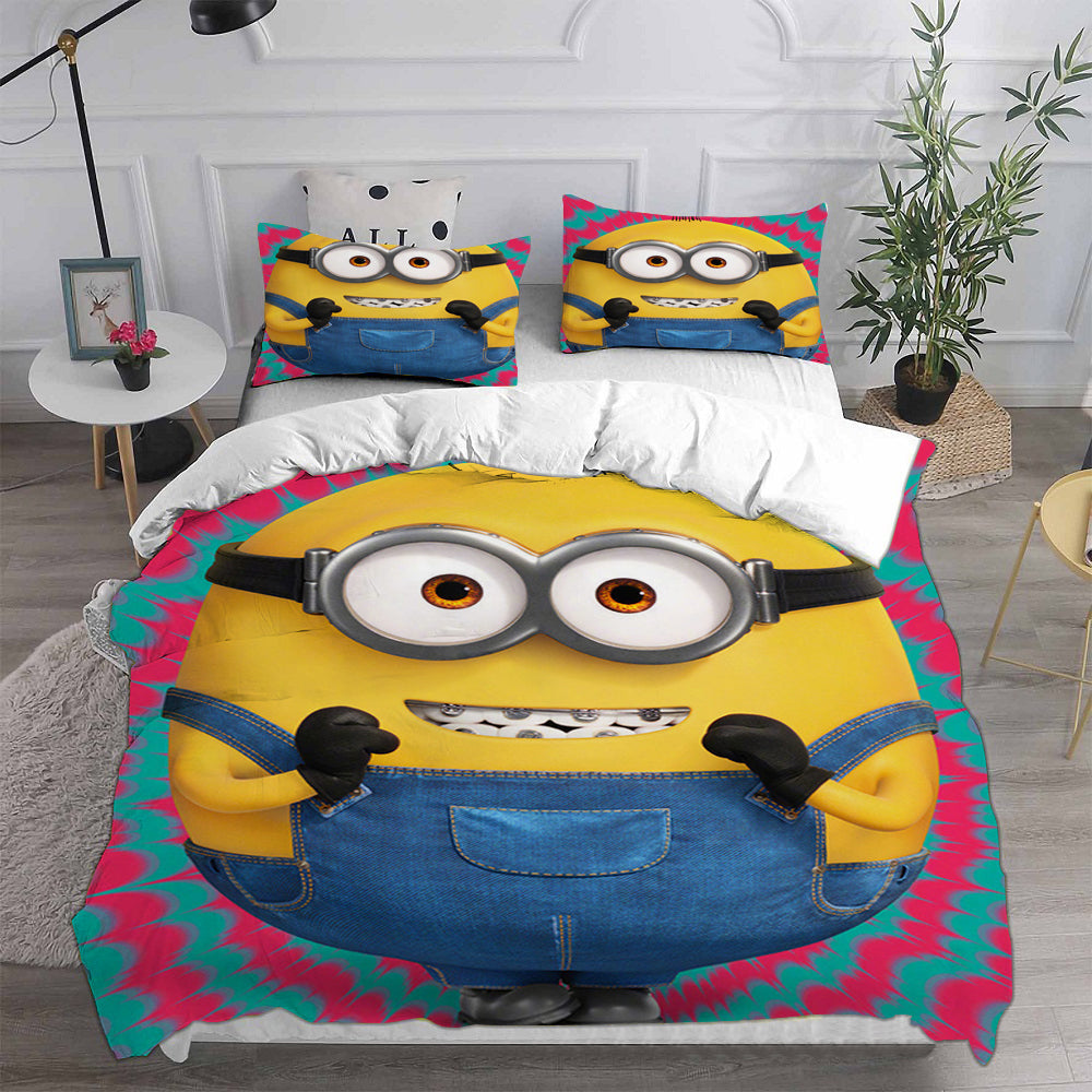 Minions Cosplay Bedding Set Duvet Cover Pillowcases Halloween Home Decor