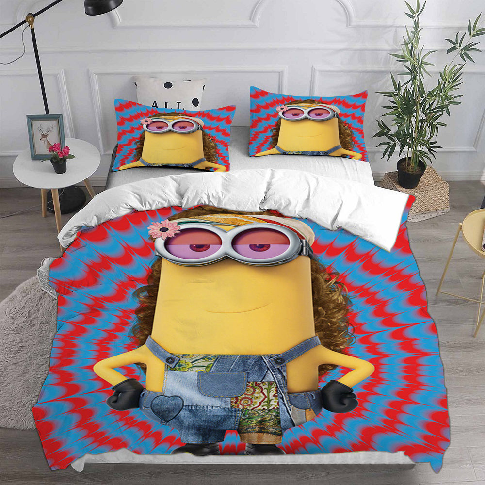 Minions Cosplay Bedding Set Duvet Cover Pillowcases Halloween Home Decor