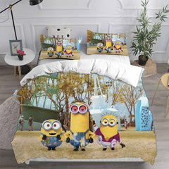 Minions Cosplay Bedding Set Duvet Cover Pillowcases Halloween Home Decor