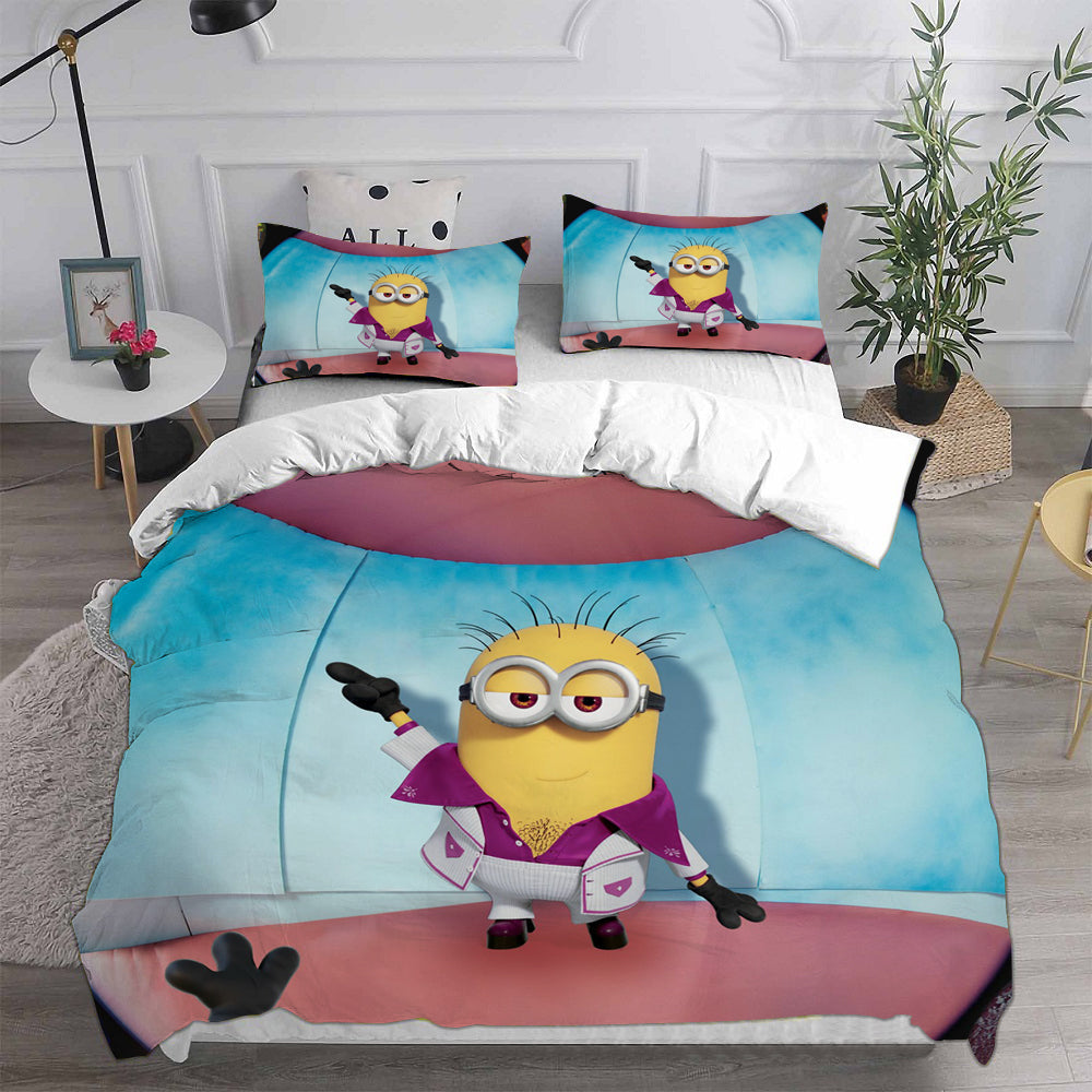 Minions Cosplay Bedding Set Duvet Cover Pillowcases Halloween Home Decor