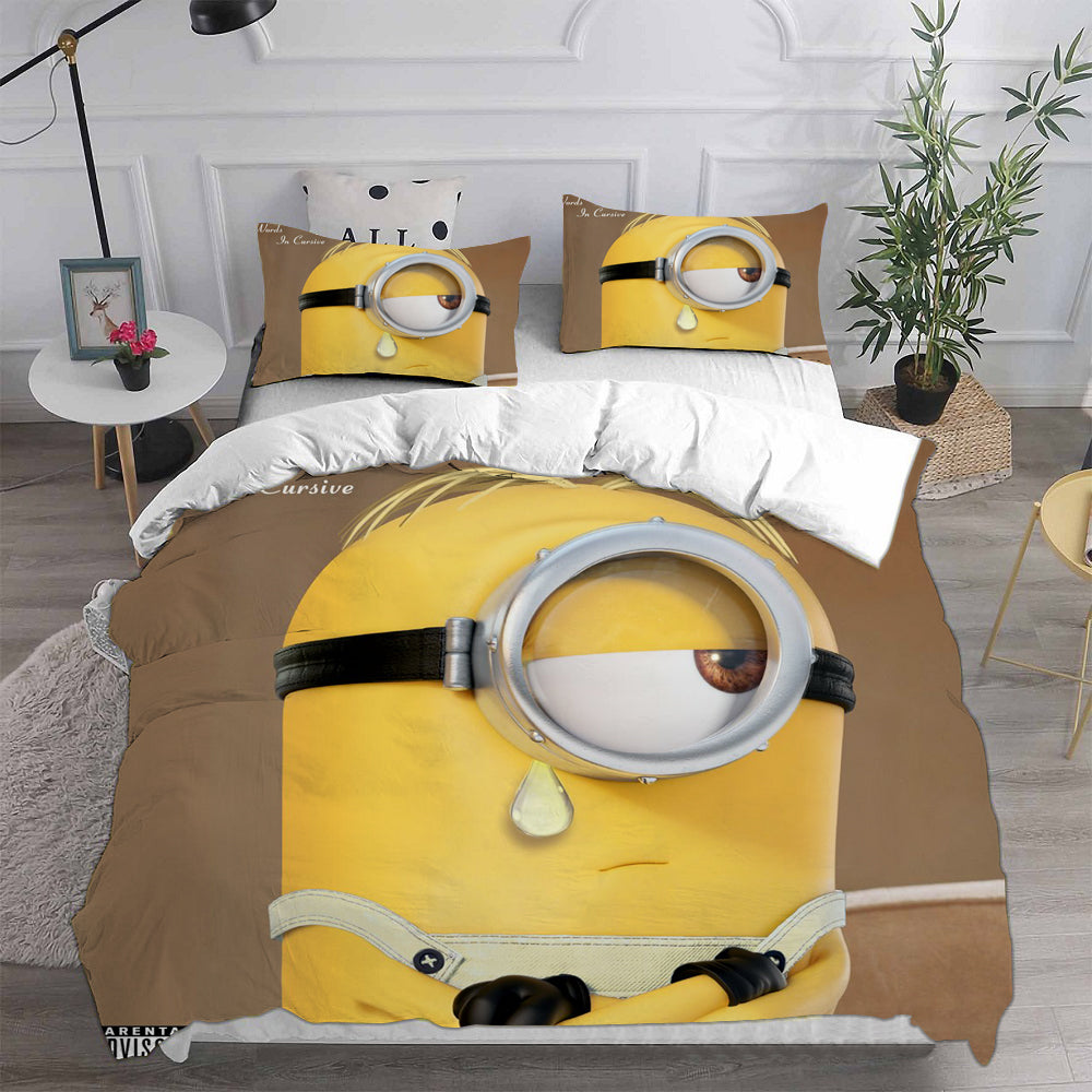 Minions Cosplay Bedding Set Duvet Cover Pillowcases Halloween Home Decor