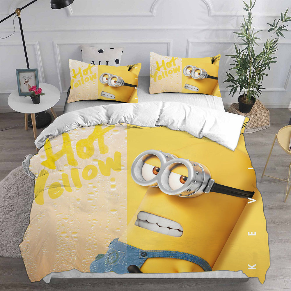 Minions Cosplay Bedding Set Duvet Cover Pillowcases Halloween Home Decor