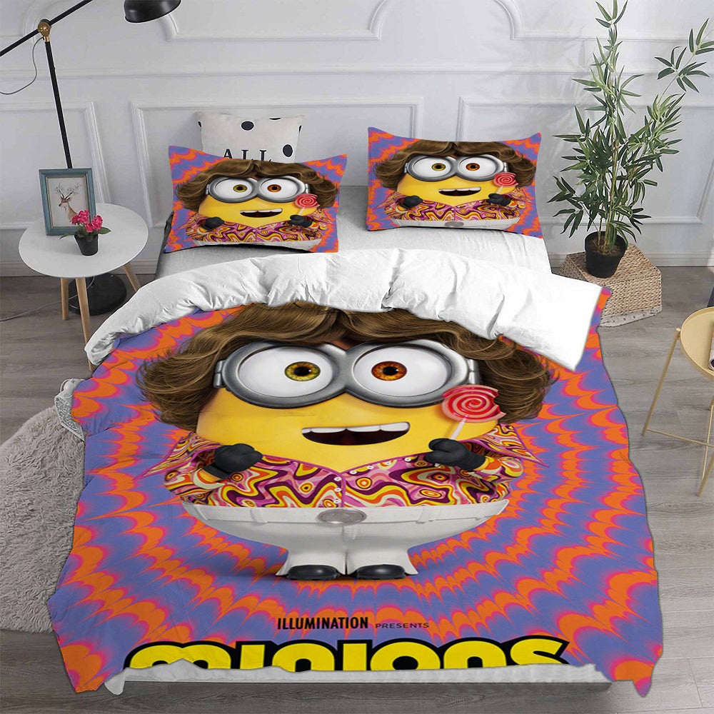 Minions Cosplay Bedding Set Duvet Cover Pillowcases Halloween Home Decor