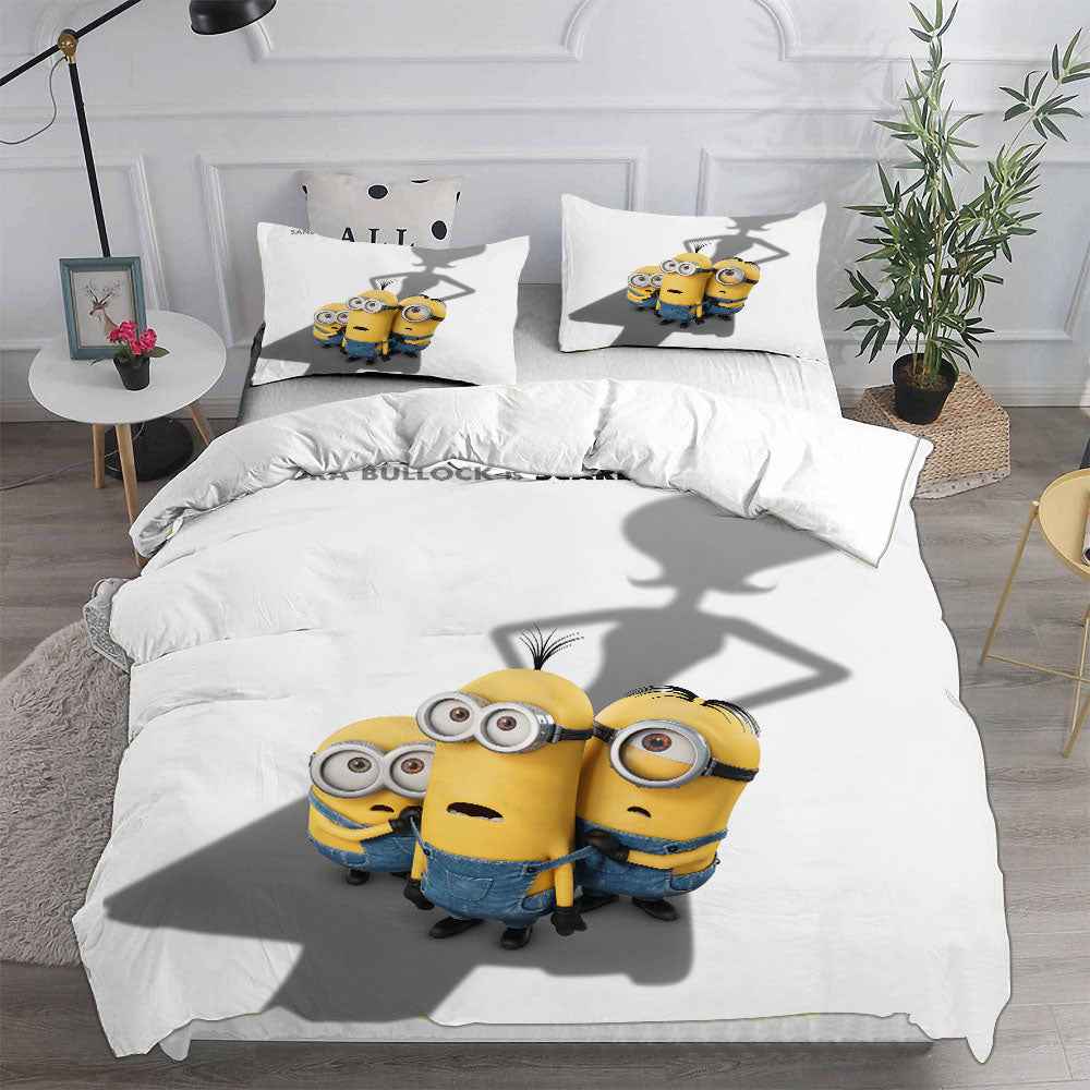 Minions The Rise of Gru Cosplay Bedding Set Duvet Cover Pillowcases Halloween Home Decor