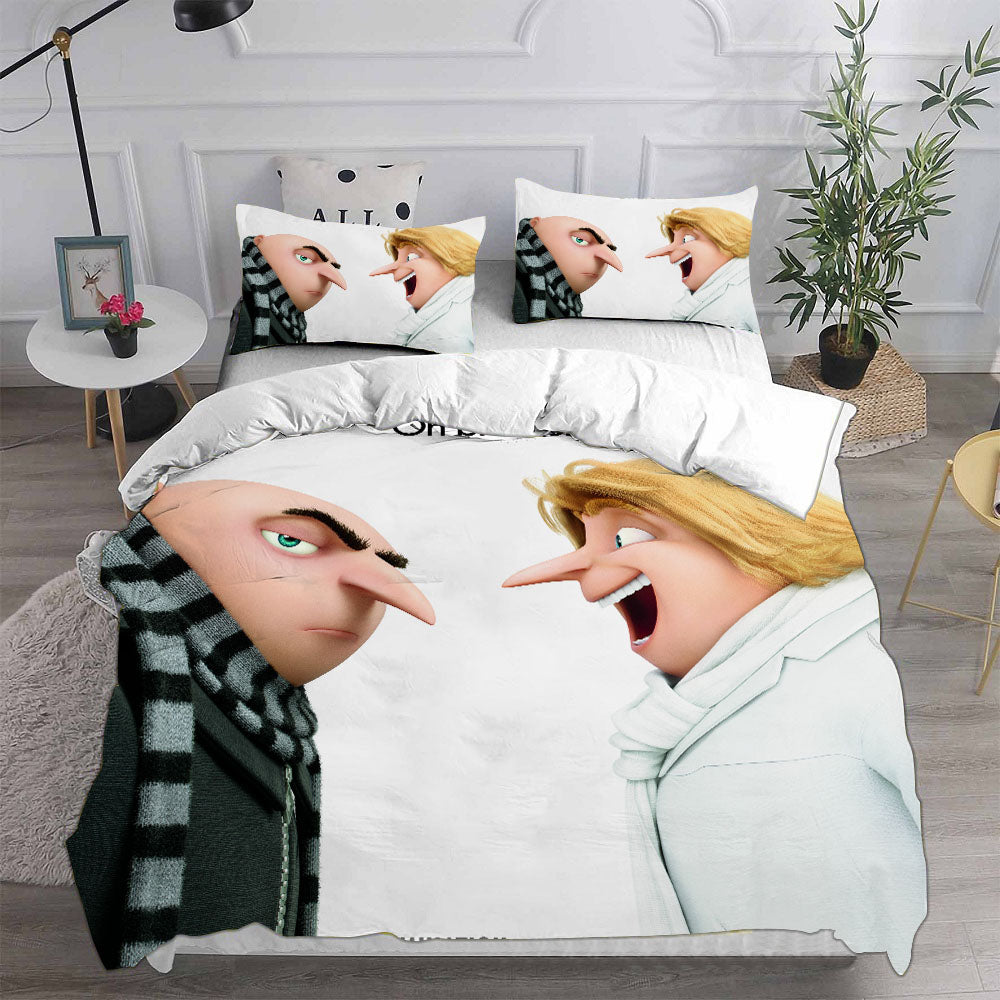 Minions The Rise of Gru Cosplay Bedding Set Duvet Cover Pillowcases Halloween Home Decor