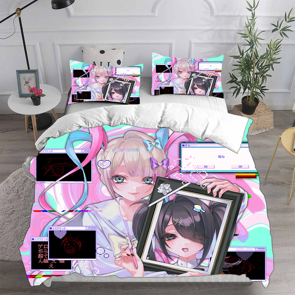 NEEDY GIRL OVERDOSE Cosplay Bedding Set Duvet Cover Pillowcases Halloween Home Decor