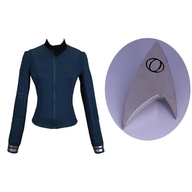 Cosicon Star Trek Discovery Season 2 Costume Female Commander Uniform with Badge Woman Cosplay Costume