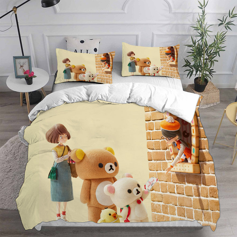 Rilakkuma Relax Kuma Cosplay Bedding Set Duvet Cover Pillowcases Halloween Home Decor