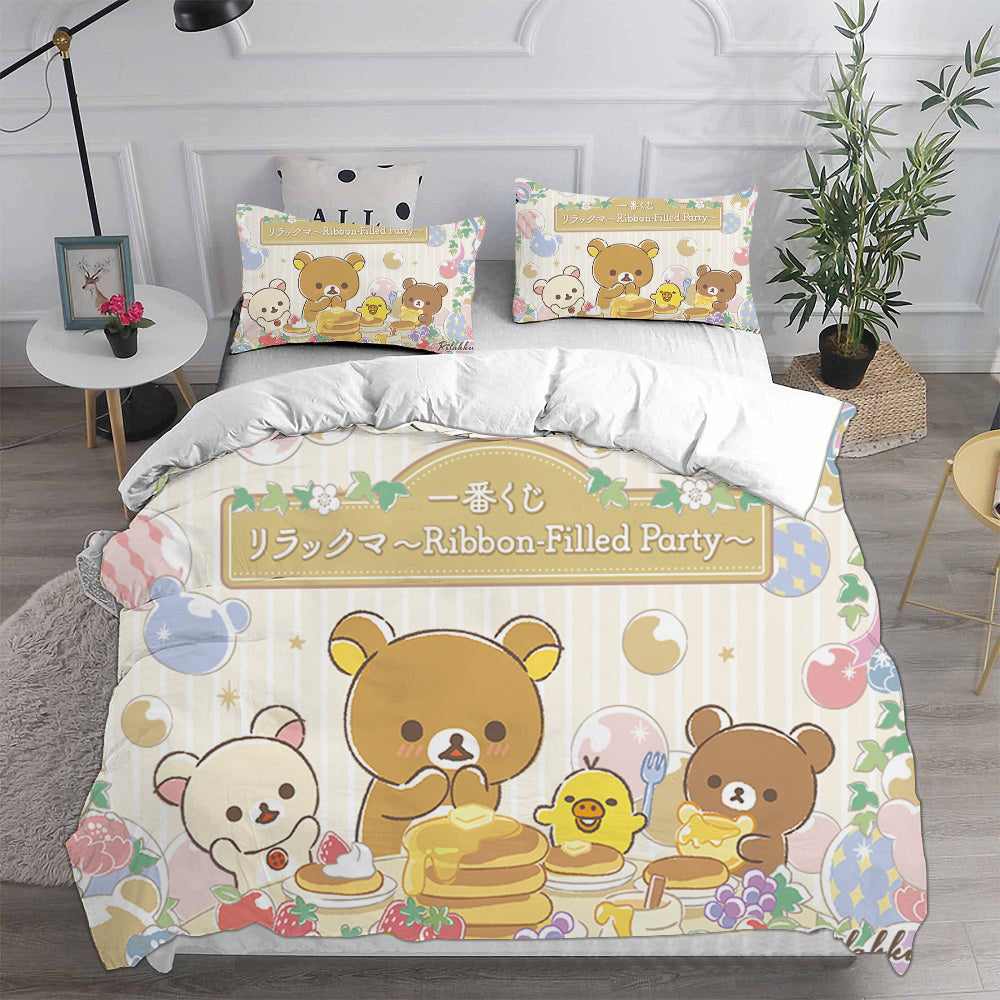 Rilakkuma Relax Kuma Cosplay Bedding Set Duvet Cover Pillowcases Halloween Home Decor