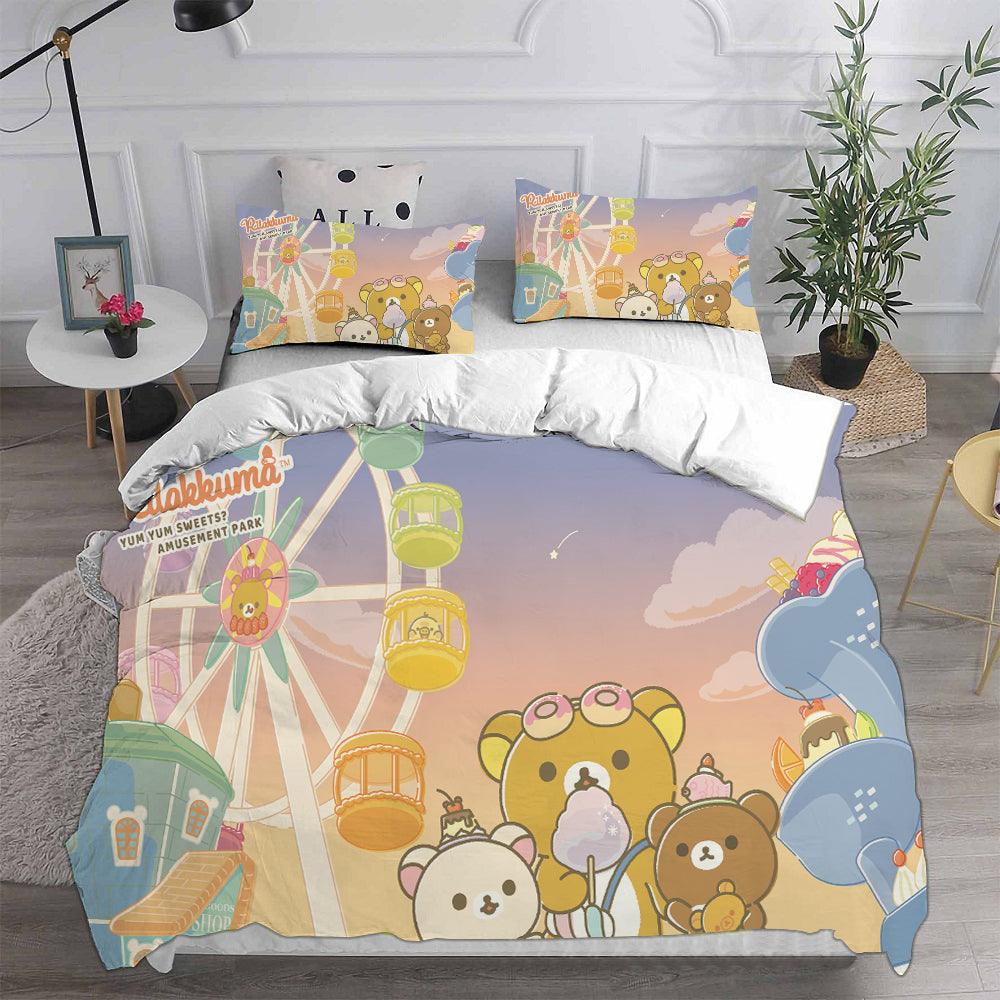 Rilakkuma Relax Kuma Cosplay Bedding Set Duvet Cover Pillowcases Halloween Home Decor