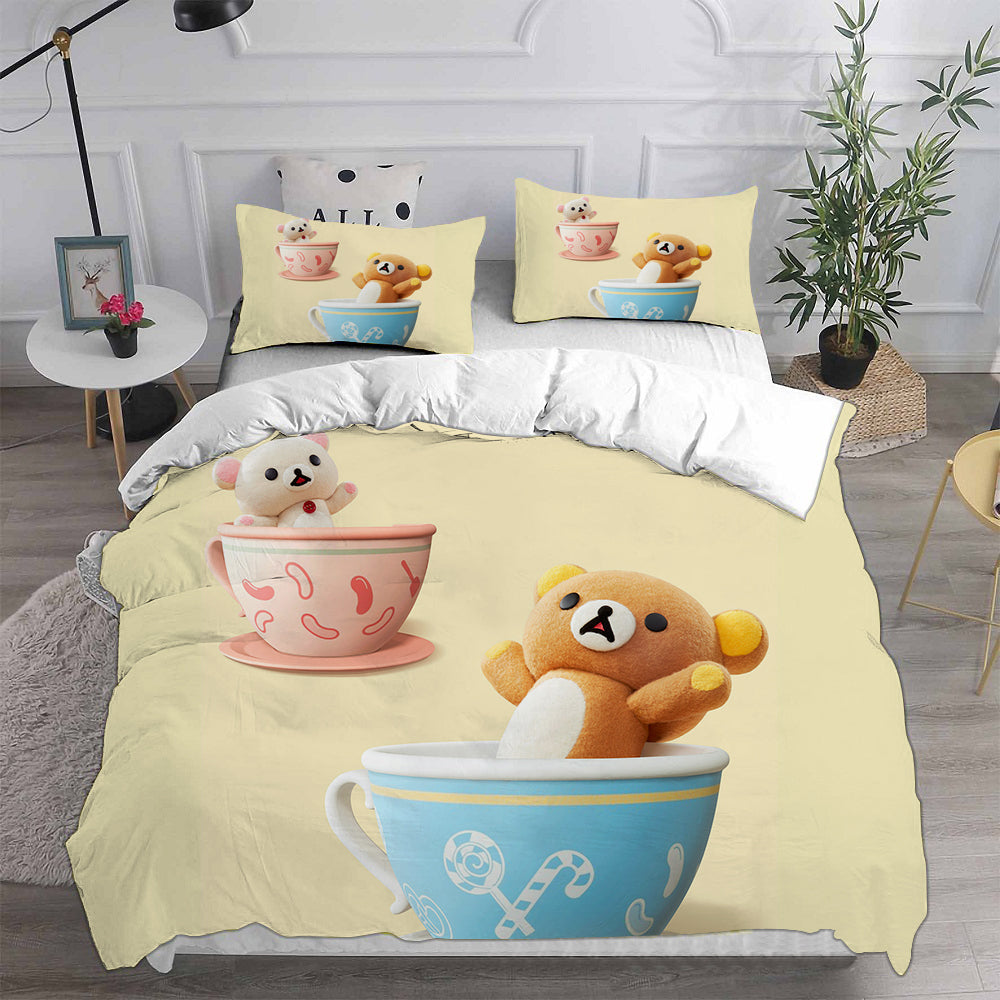 Rilakkuma Relax Kuma Cosplay Bedding Set Duvet Cover Pillowcases Halloween Home Decor