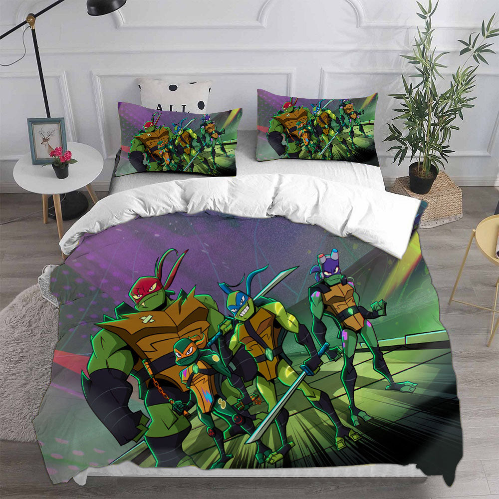 Rise of the Teenage Mutant Ninja Turtles Cosplay Bedding Set Duvet Cover Pillowcases Halloween Home Decor