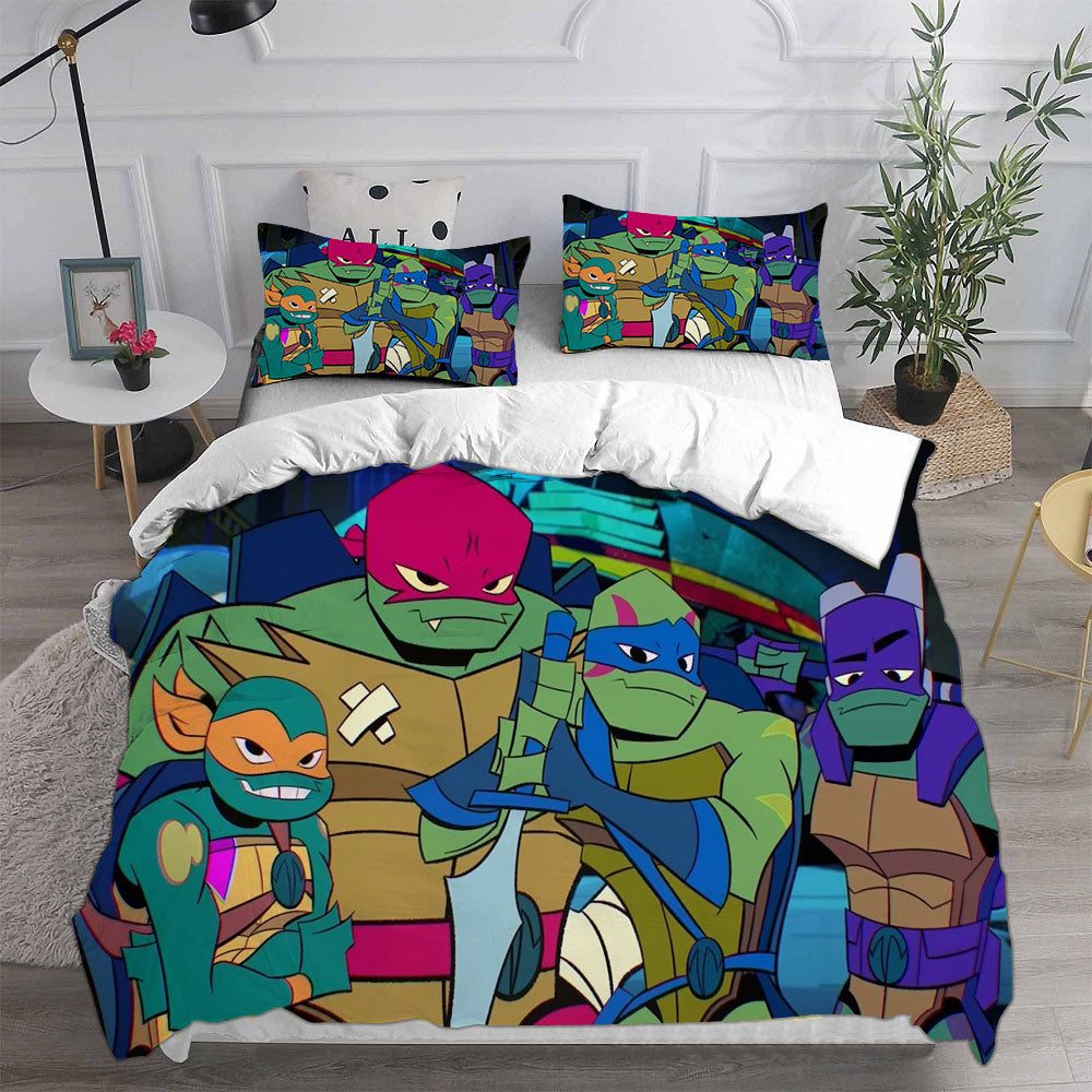 Rise of the Teenage Mutant Ninja Turtles Cosplay Bedding Set Duvet Cover Pillowcases Halloween Home Decor