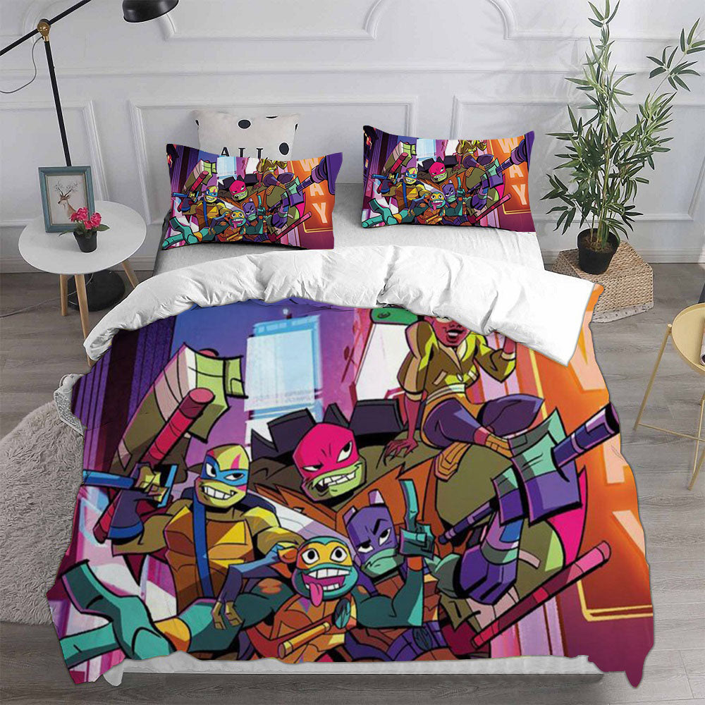 Rise of the Teenage Mutant Ninja Turtles Cosplay Bedding Set Duvet Cover Pillowcases Halloween Home Decor