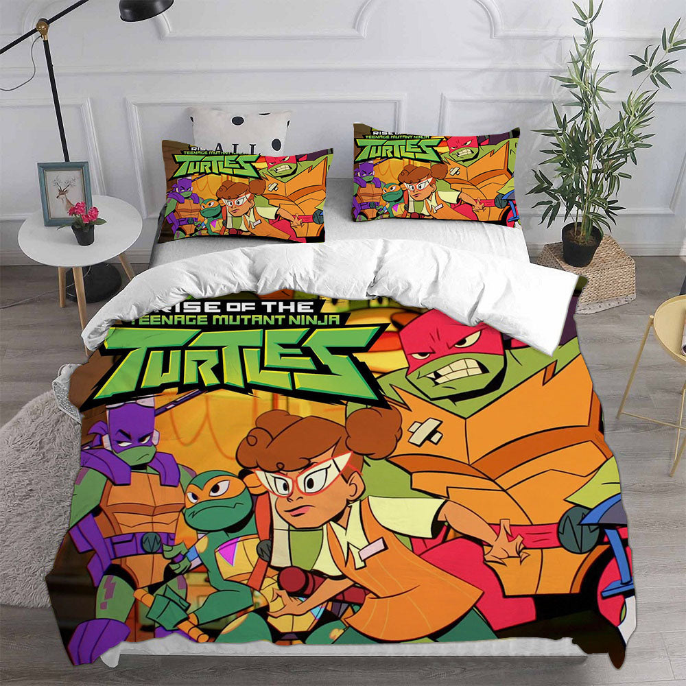 Rise of the Teenage Mutant Ninja Turtles Cosplay Bedding Set Duvet Cover Pillowcases Halloween Home Decor