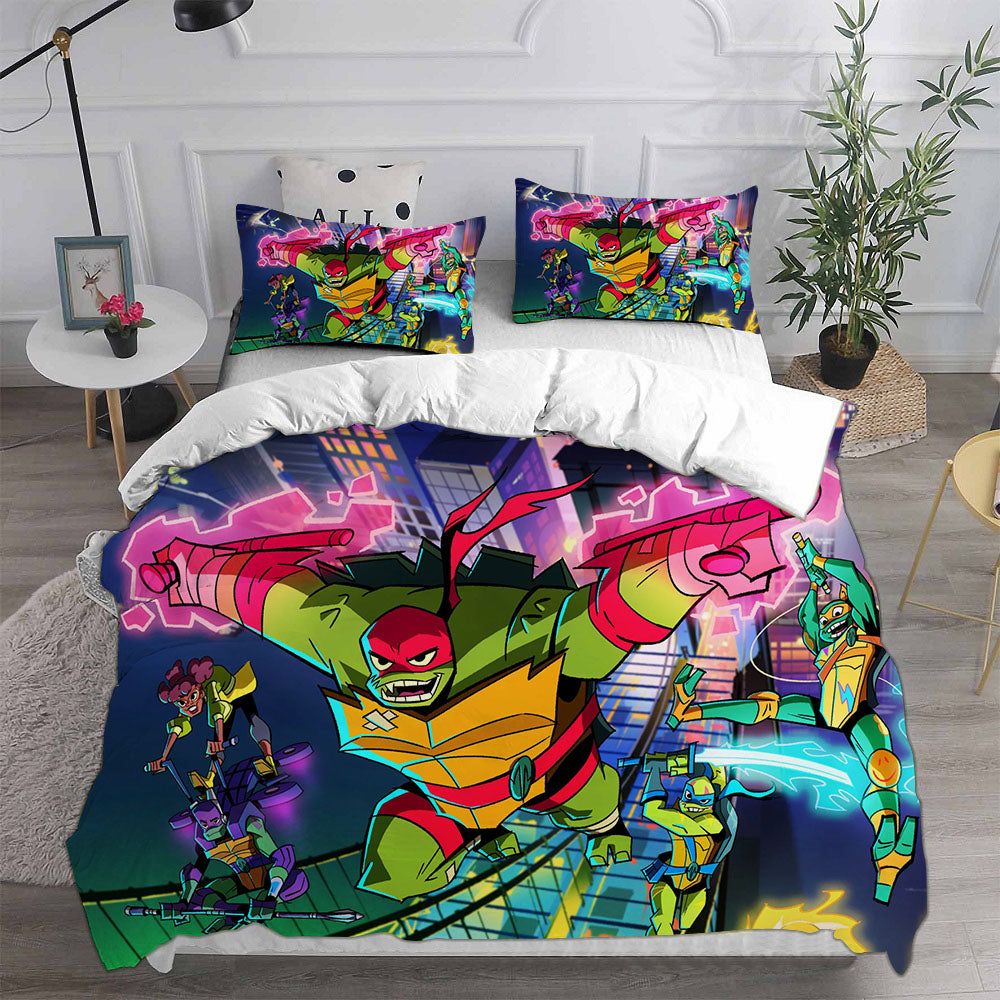 Rise of the Teenage Mutant Ninja Turtles Cosplay Bedding Set Duvet Cover Pillowcases Halloween Home Decor