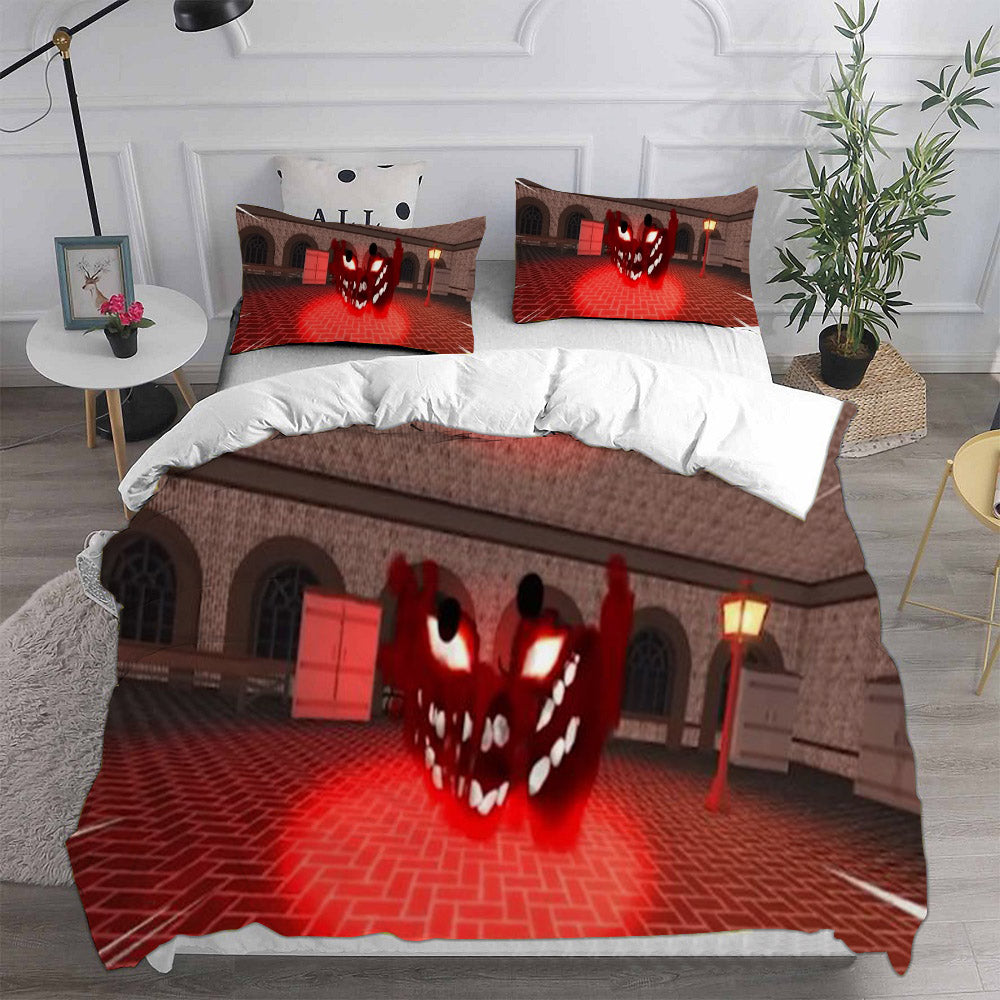 Roblox Doors Cosplay Bedding Set Duvet Cover Pillowcases Halloween Home Decor