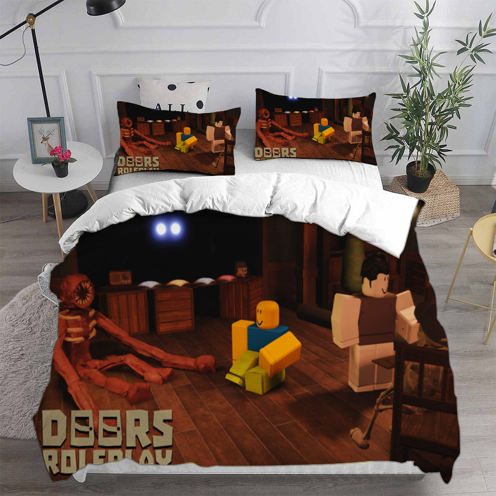 Roblox Doors Cosplay Bedding Set Duvet Cover Pillowcases Halloween Home Decor