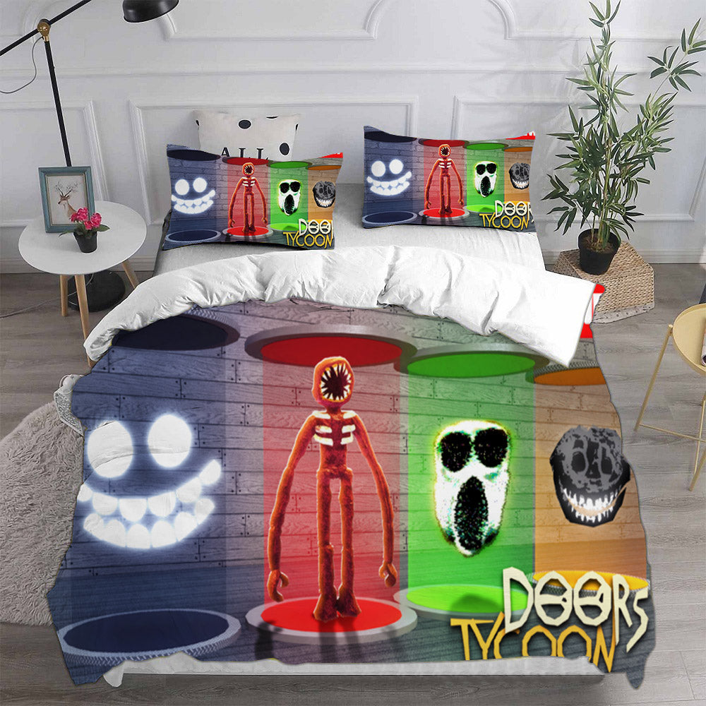 Roblox Doors Cosplay Bedding Set Duvet Cover Pillowcases Halloween Home Decor