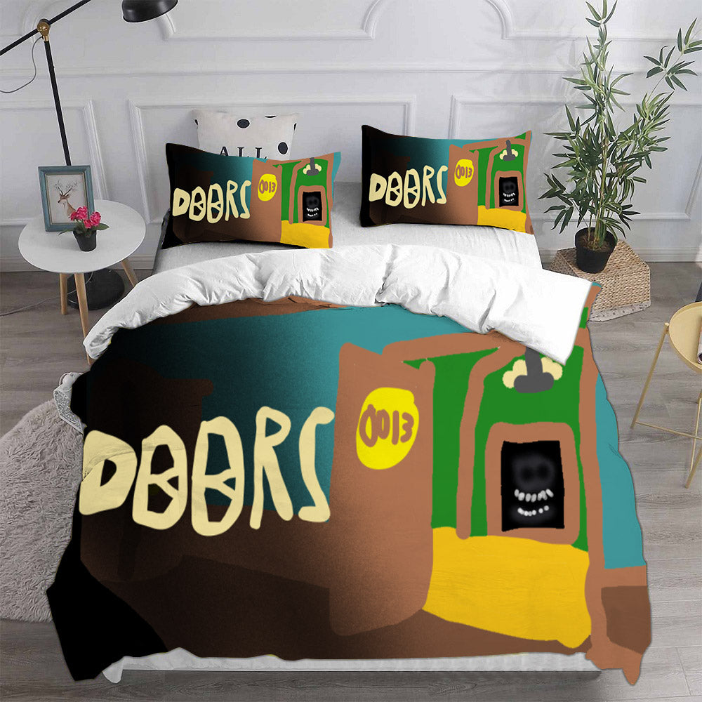 Roblox Doors Cosplay Bedding Set Duvet Cover Pillowcases Halloween Home Decor