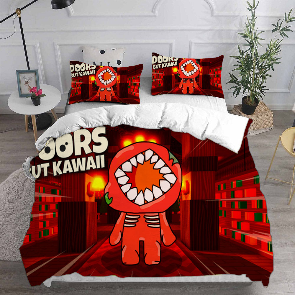 Roblox Doors Cosplay Bedding Set Duvet Cover Pillowcases Halloween Home Decor