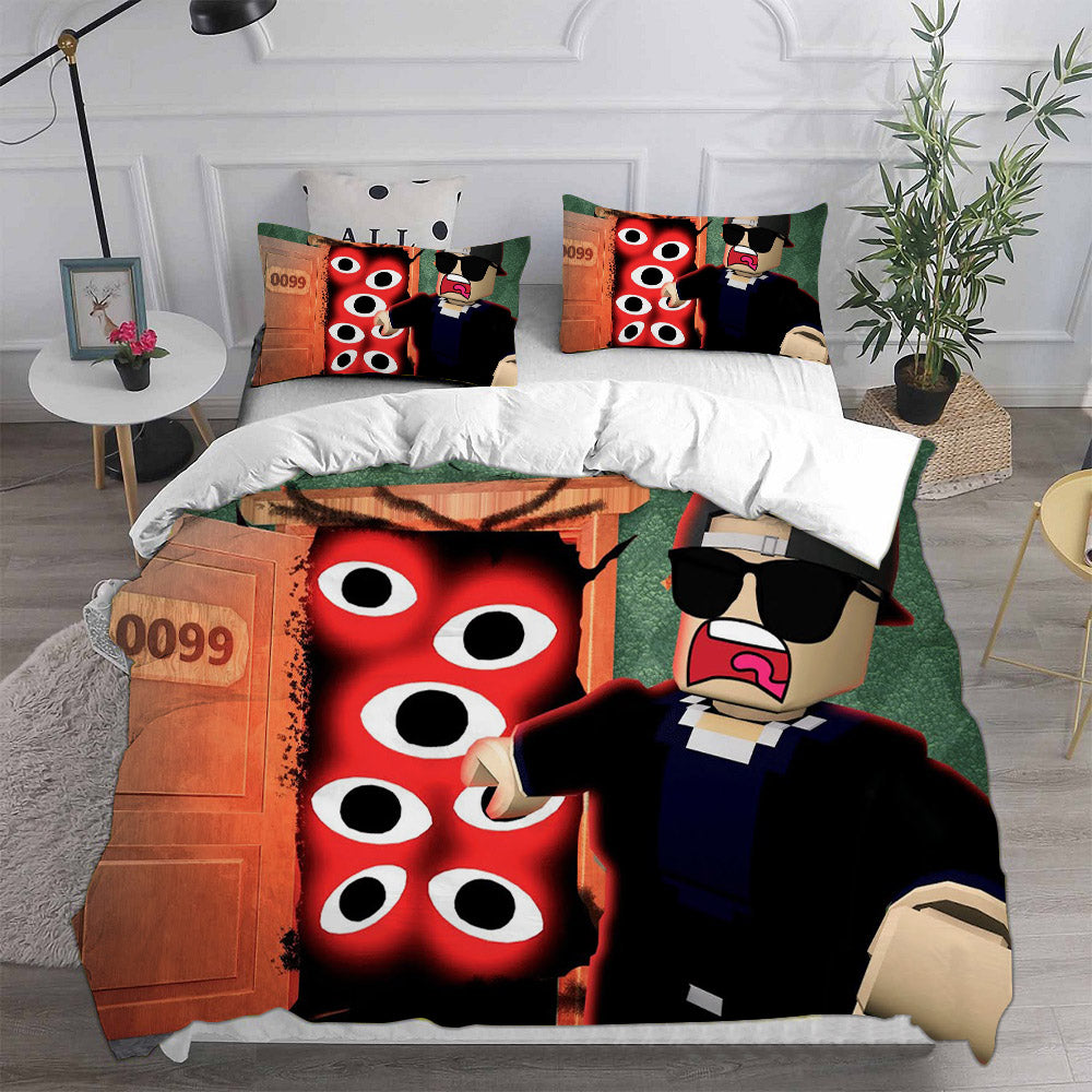 Roblox Doors Cosplay Bedding Set Duvet Cover Pillowcases Halloween Home Decor