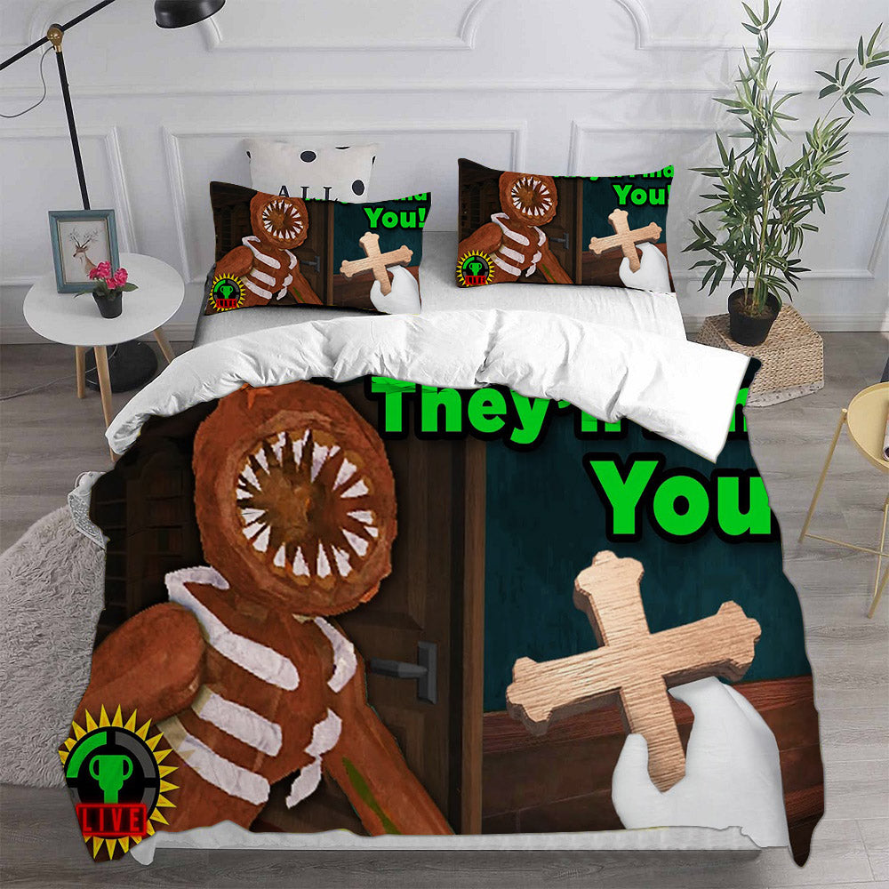 Roblox Doors Cosplay Bedding Set Duvet Cover Pillowcases Halloween Home Decor