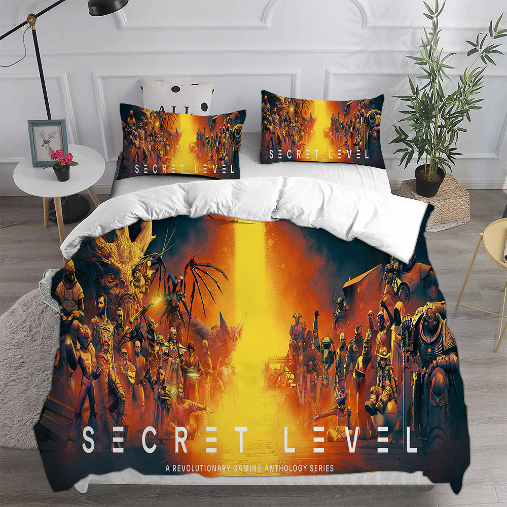 Secret Level Cosplay Bedding Set Duvet Cover Pillowcases Halloween Home Decor