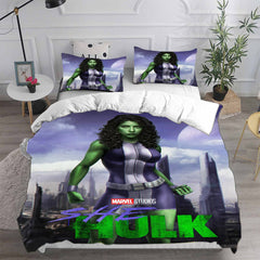 She Hulk Cosplay Bedding Set Duvet Cover Pillowcases Halloween Home Decor