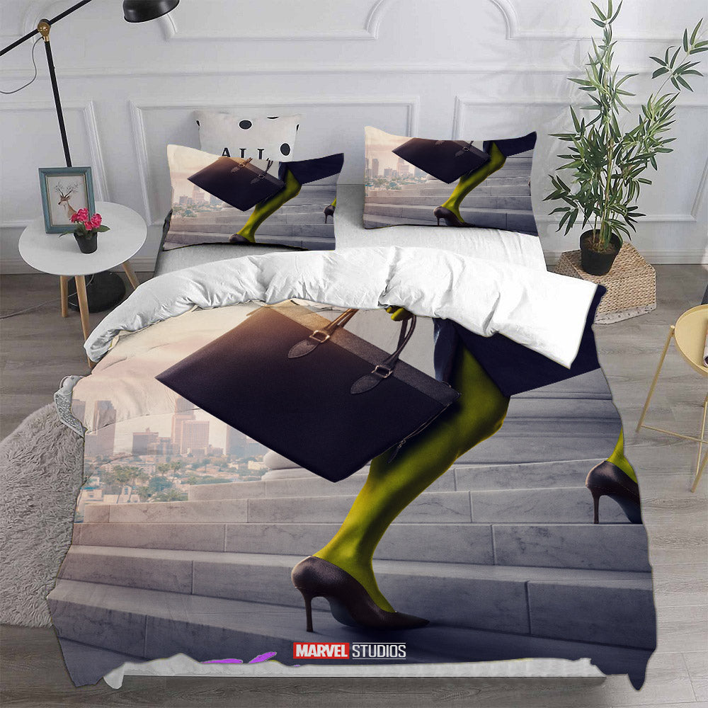 She Hulk Cosplay Bedding Set Duvet Cover Pillowcases Halloween Home Decor