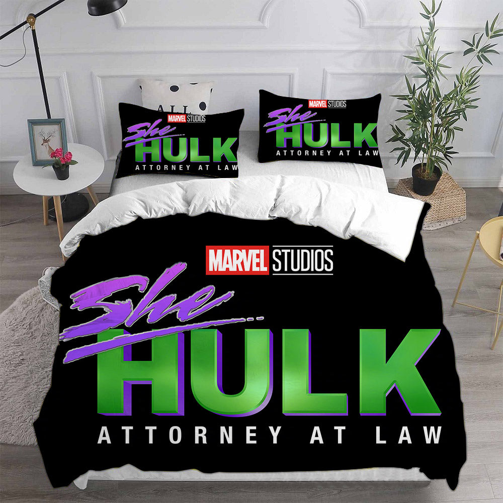 She Hulk Cosplay Bedding Set Duvet Cover Pillowcases Halloween Home Decor