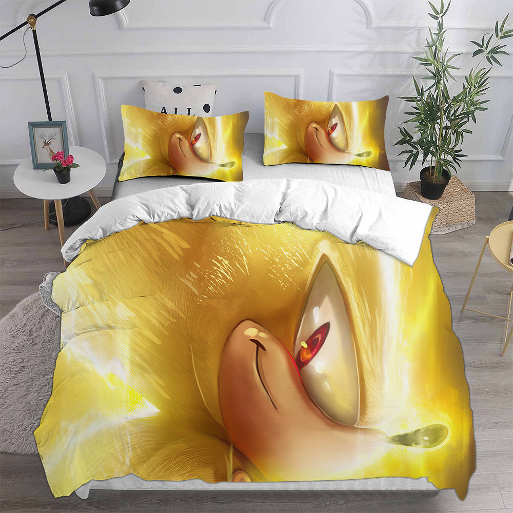 Sonic the Hedgehog Movie Cosplay Bedding Set Duvet Cover Pillowcases Halloween Home Decor