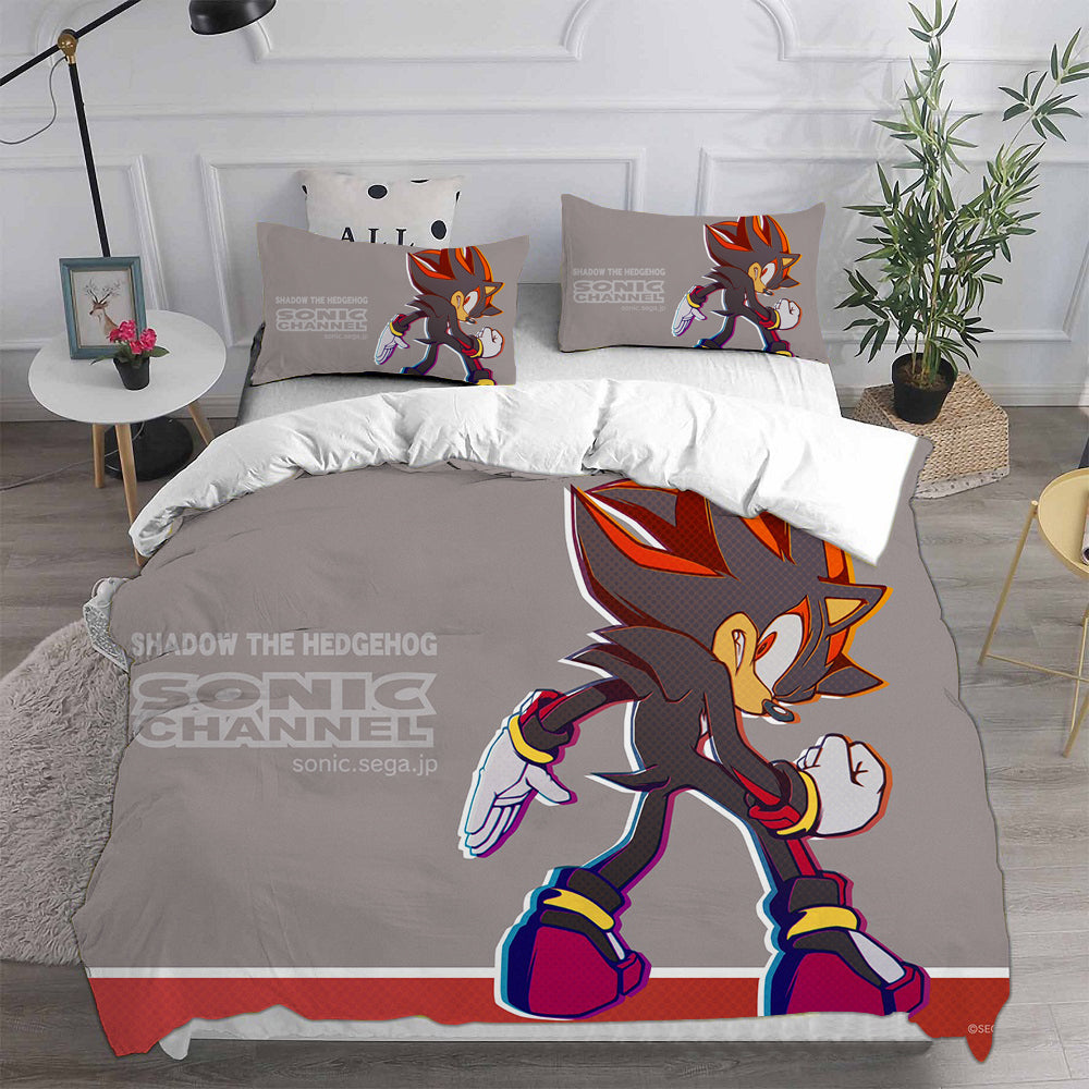 Sonic the Hedgehog Movie Cosplay Bedding Set Duvet Cover Pillowcases Halloween Home Decor