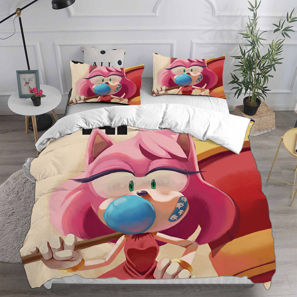 Sonic the Hedgehog Movie Cosplay Bedding Set Duvet Cover Pillowcases Halloween Home Decor