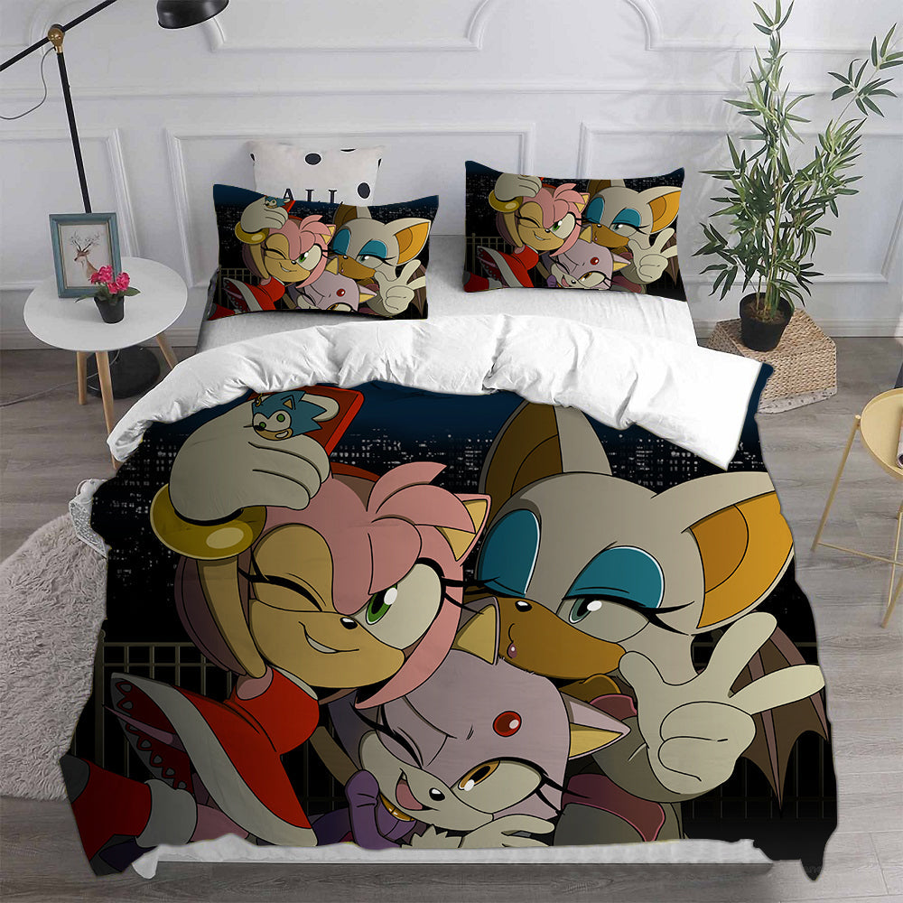 Sonic the Hedgehog Movie Cosplay Bedding Set Duvet Cover Pillowcases Halloween Home Decor