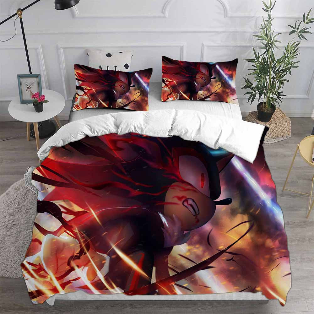 Sonic the Hedgehog Movie Cosplay Bedding Set Duvet Cover Pillowcases Halloween Home Decor