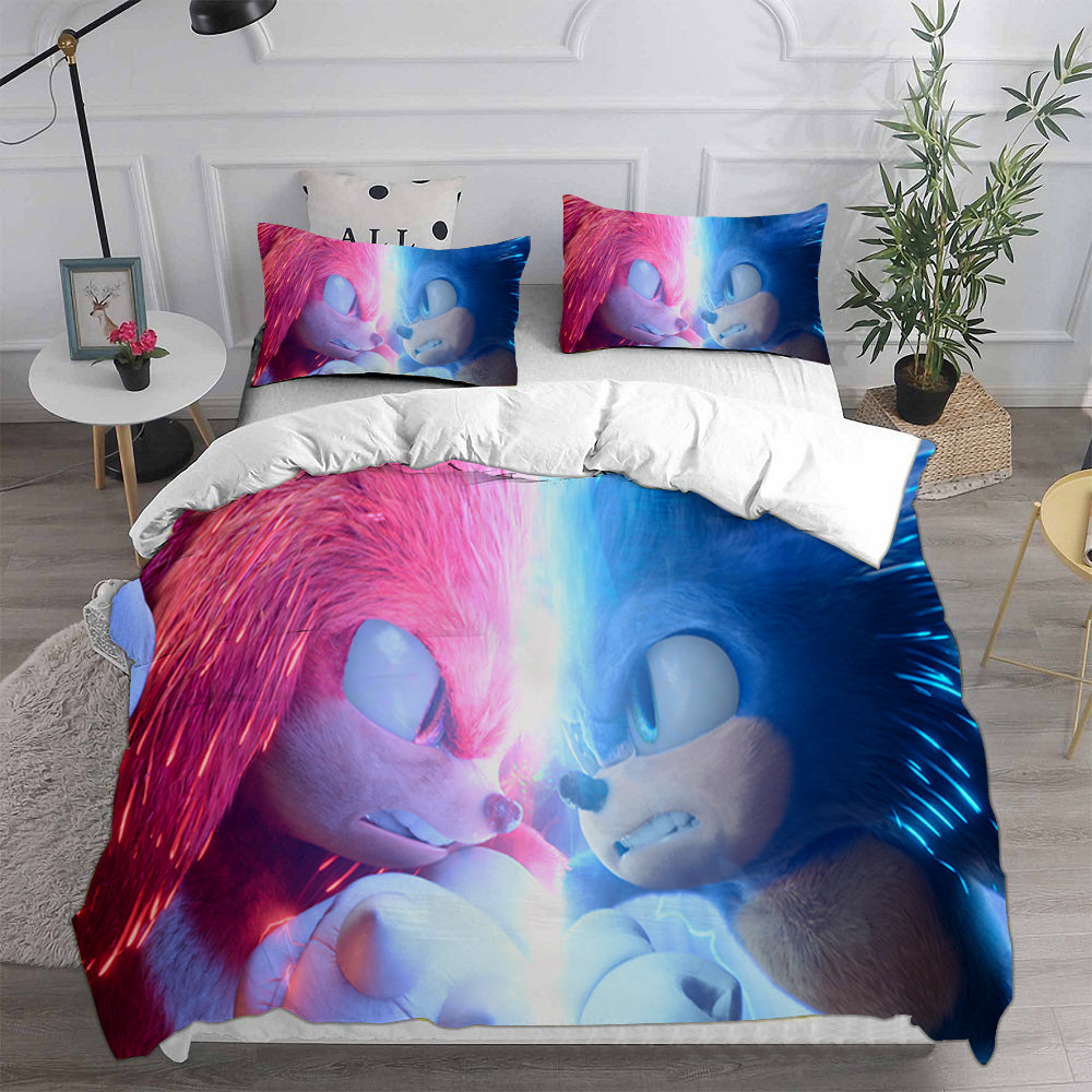 Sonic the Hedgehog Movie Cosplay Bedding Set Duvet Cover Pillowcases Halloween Home Decor