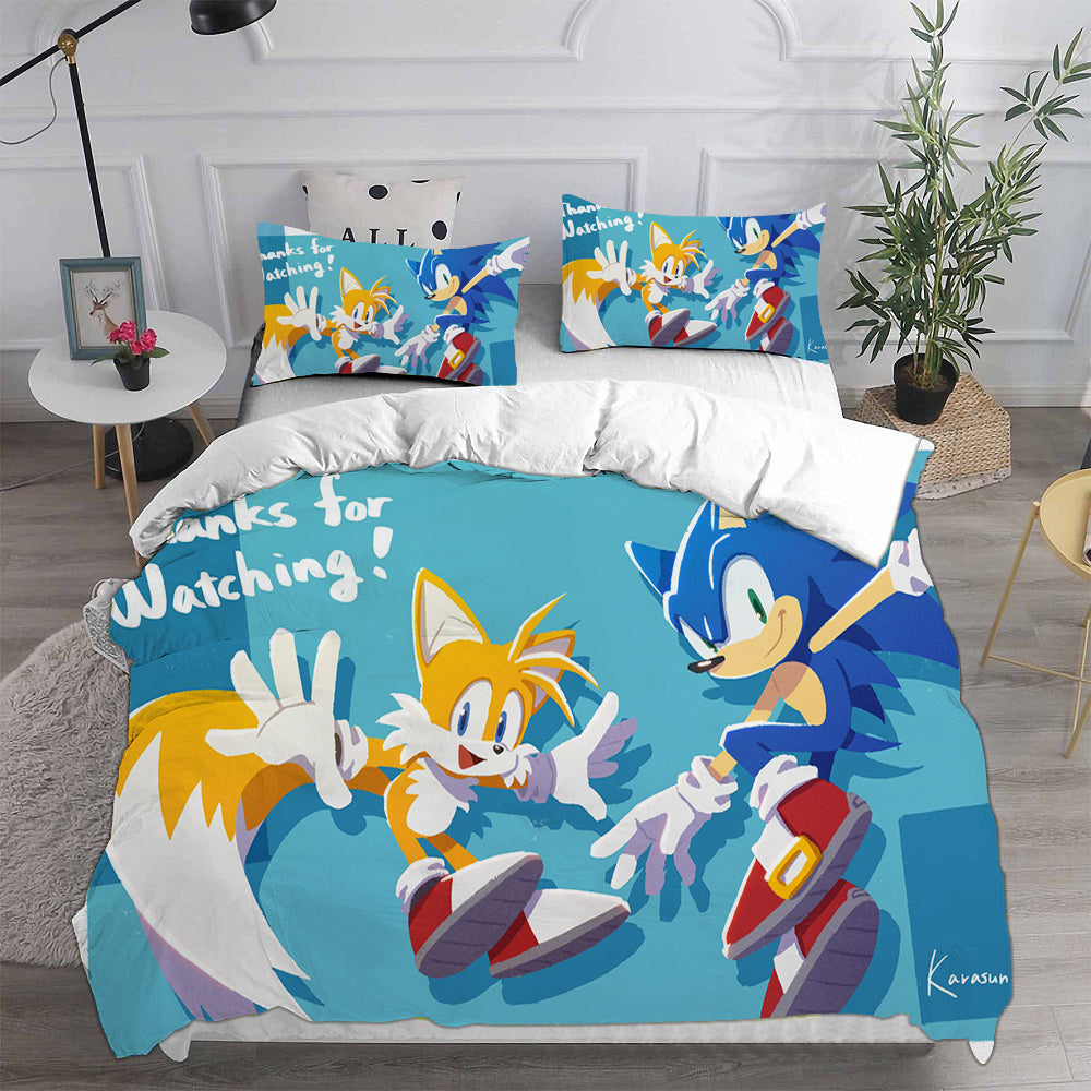 Sonic the Hedgehog Movie Cosplay Bedding Set Duvet Cover Pillowcases Halloween Home Decor