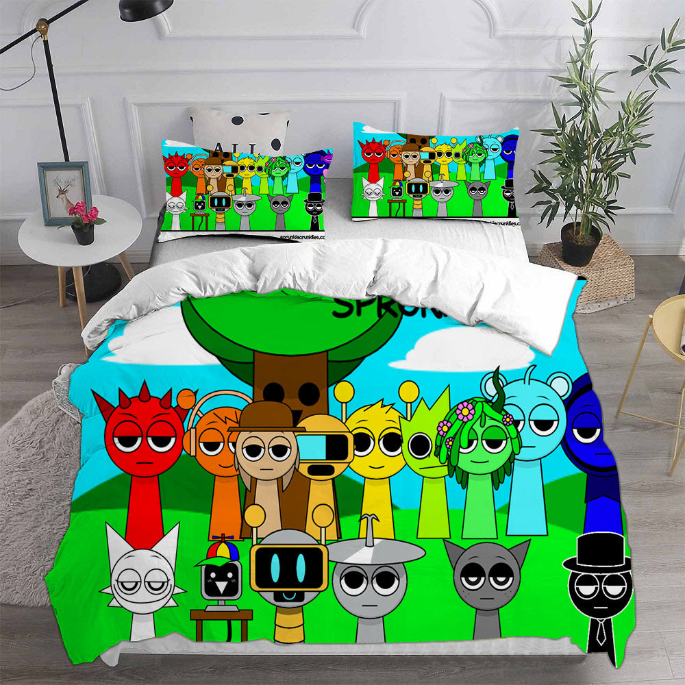 Sprunki Cosplay Bedding Set Duvet Cover Pillowcases Halloween Home Decor